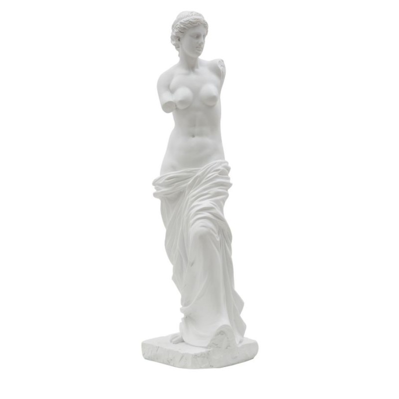 Estatuilla de mujer en resina blanca 14x12x49 cm