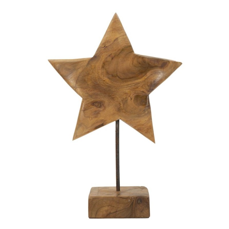Estrela sobre pedestal de madeira castanha, 28 x 12 x 42 cm - Peça única Estrela sobre pedestal de madeira castanha, 28 x 12 x 42 cm - Peça única