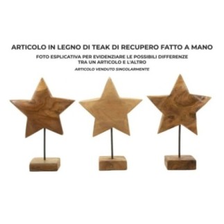 Estrela sobre pedestal de madeira castanha, 28 x 12 x 42 cm - Peça única
