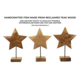 Estrela sobre pedestal de madeira castanha, 28 x 12 x 42 cm - Peça única