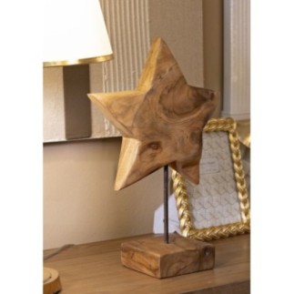 Stella su base di legno marrone 28x12x42 cm - Pezzo unico