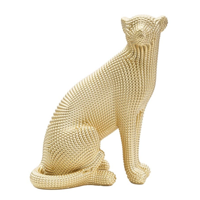 Estatueta de leopardo em poliresina dourada, 23 x 15,5 x 29 cm Estatueta de leopardo em poliresina dourada, 23 x 15,5 x 29 cm