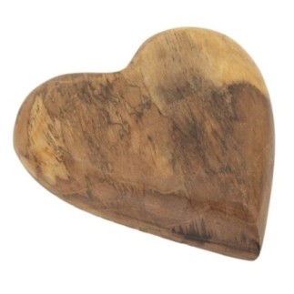 Coeur décoratif en bois de teck marron 16x14x4,5 cm