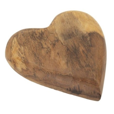 Coeur décoratif en bois de teck marron 16x14x4,5 cm