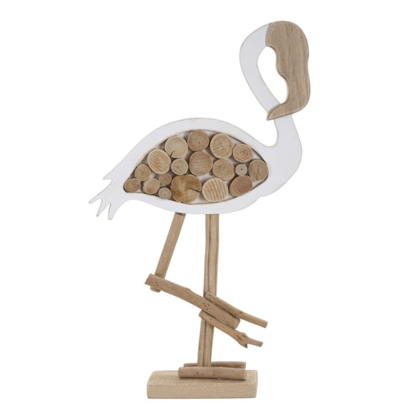Estatueta de flamingo rosa em poliresina branca, 31 x 9 x 56 cm Estatueta de flamingo rosa em poliresina branca, 31 x 9 x 56 cm