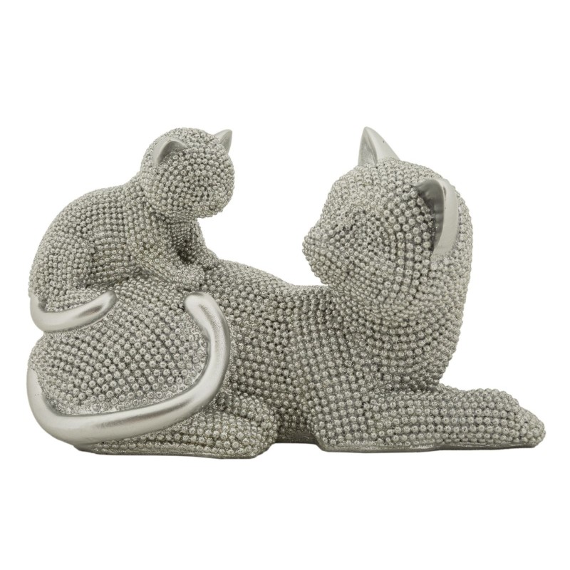 Figurine chat et son petit en polyrésine grise 19x9x13 cm Figurine chat et son petit en polyrésine grise 19x9x13 cm