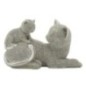 Figurine chat et son petit en polyrésine grise 19x9x13 cm Figurine chat et son petit en polyrésine grise 19x9x13 cm