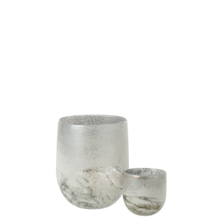 Photophore en verre gris 18.5x18.5x22 cm