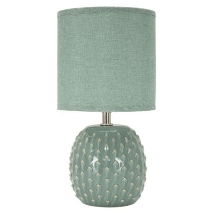 Lampe avec abat-jour en céramique turquoise 14x27 cm
