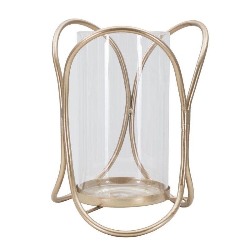 Porta-velas em metal dourado, 16 x 21,5 cm Porta-velas em metal dourado, 16 x 21,5 cm
