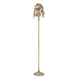 Castiçal alto em metal dourado, 17 x 93 cm