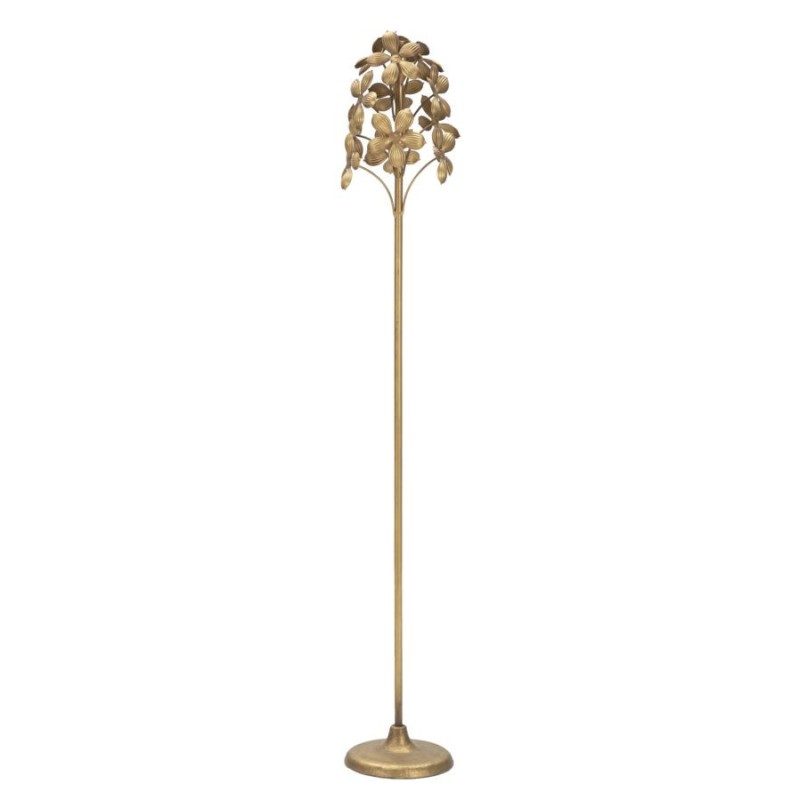Castiçal alto em metal dourado, 17 x 93 cm