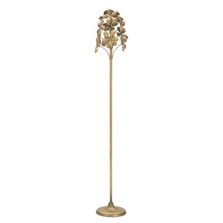 Castiçal alto em metal dourado, 17 x 93 cm