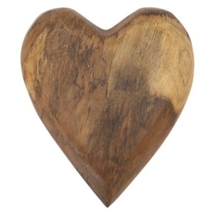 Coeur décoratif en bois de teck marron 16x14x4,5 cm