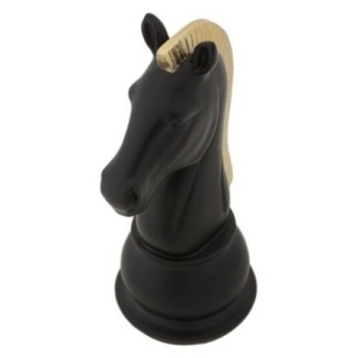 Estatueta de cavalo em poliresina preta, 10,5 x 8,5 x 19 cm