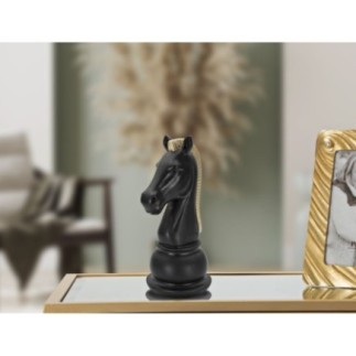 Estatueta de cavalo em poliresina preta, 10,5 x 8,5 x 19 cm