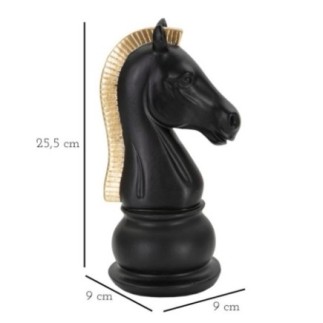 Estatueta de cavalo em poliresina preta, 10,5 x 8,5 x 19 cm