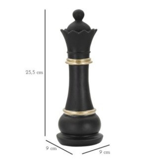 Pièce d'échec "Reine" en polyrésine noire 9x25,5 cm