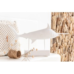 Espadon sur socle en résine blanc 72x8.5x37.5 cm