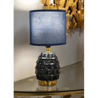 Lampe avec abat-jour en céramique bleu 15x30,5 cm