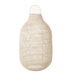 Lanterne cylindrique en bois blanc 41x41x80 cm