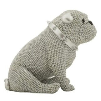 Statuette chien en polyrésine argent 17x11x14 cm