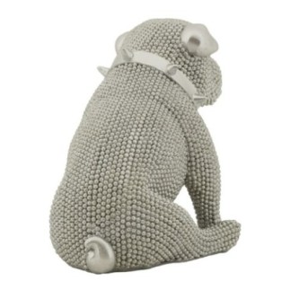 Estatueta de cão em poliresina prateada, 17 x 11 x 14 cm