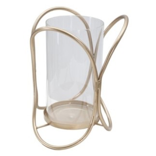 Porte bougie en métal doré 16x21,5 cm