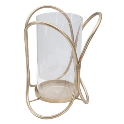Porte bougie en métal doré 16x21,5 cm