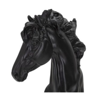 Pièce d'échec "Cavalier" en polyrésine noire 14x11x27 cm