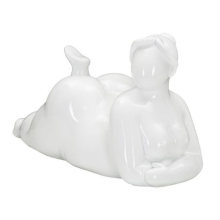 Statuette femme en polyrésine blanche 32x12,5x16 cm