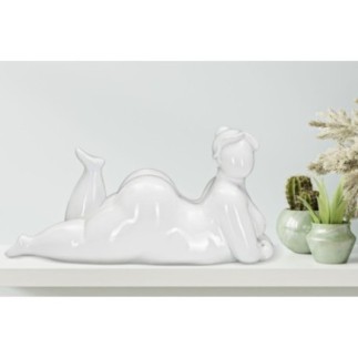 Statuette femme en polyrésine blanche 32x12,5x16 cm
