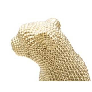Estatueta de leopardo em poliresina dourada, 23 x 15,5 x 29 cm