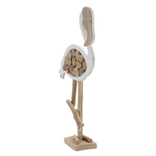 Estatueta de flamingo rosa em poliresina branca, 31 x 9 x 56 cm