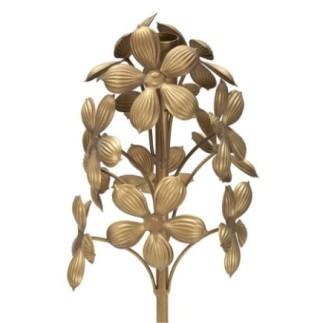 Castiçal alto em metal dourado, 17 x 93 cm