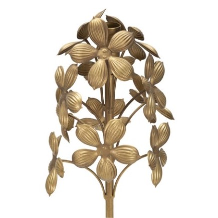 Castiçal alto em metal dourado, 17 x 93 cm