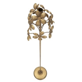 Castiçal alto em metal dourado, 17 x 93 cm
