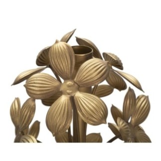 Castiçal alto em metal dourado, 17 x 93 cm