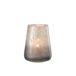 Photophore en verre gris 17.5x17.5x22.5 cm