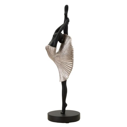 Statuette danseuse en polyrésine noire 14x14x42,5 cm