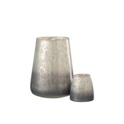 Photophore en verre gris 17.5x17.5x22.5 cm