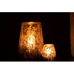 Photophore en verre gris 17.5x17.5x22.5 cm