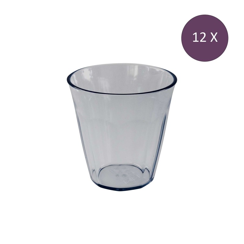 Conjunto de 12 copos de água cinza transparentes de 300 ml