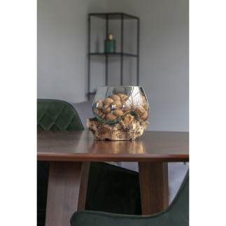 Vase sur branche bois en verre transparent 15x15x15 cm