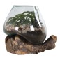 Vase sur socle bois en verre transparent 18x20 cm Vase sur socle bois en verre transparent 18x20 cm