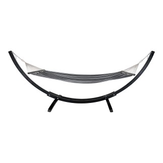 Hamaca con soporte de madera, de algodón gris, 320 x 120 x 120 cm