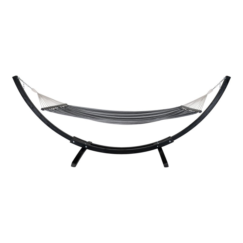 Hamac sur support bois en coton gris 320x120x120 cm Hamac sur support bois en coton gris 320x120x120 cm