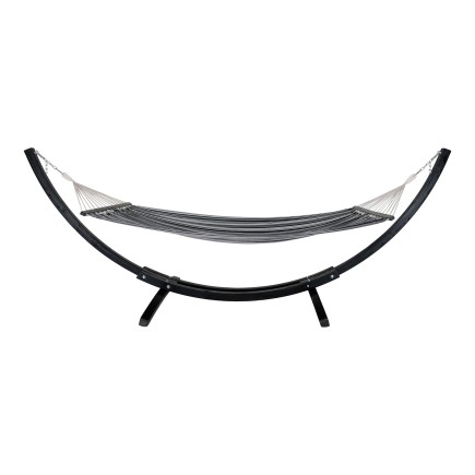 Hamaca con soporte de madera, de algodón gris, 320 x 120 x 120 cm