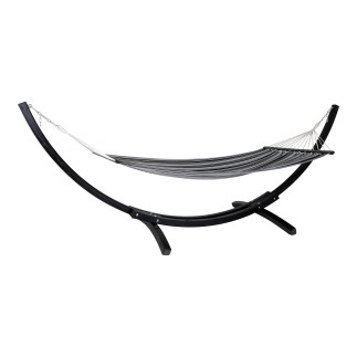  Hamac sur support bois en coton gris 320x120x120 cm