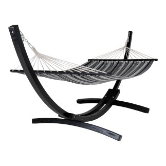  Hamac sur support bois en coton gris 320x120x120 cm
